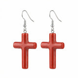 Red Jasper Cross Pendant 27X40mm Gemstone Jewelry Necklace Earrings