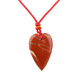 Long Heart Gemstone Pendant Necklace for Women Men Adjustable Colorful Rope