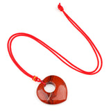 40mm Heart Gemstone Pendant Necklace Adjustable Colorful Rope
