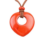40mm Heart Gemstone Pendant Necklace Adjustable Rope