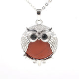 Silver Owl Gemstone Necklace SN1758S Bird Animal Pendant with 45CM 0 Chain