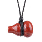 18X30MM Hand-Carved Natural Stone Gourd Pendant Necklace – Adjustable Healing Crystal Calabash Amulet