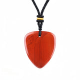 Gemstone Guitar Pick Pendant Necklace with Adjustable Cord SN2030-BK23