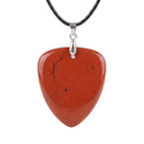 Hand-Polished Gemstone Guitar Pick Necklace with 18Inch Black Rope SN2030