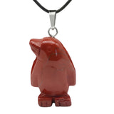 Gemstone Penguin Necklace - 45cm Black Cord Jewelry