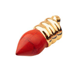 Gold Spiral Cap Bullet Shape Natural Stone Pendant, Teardrop Pointed Gemstone Charm with Grooved Gold Bail, Reiki Healing Crystal DIY Necklace Pendant