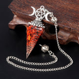 Triple Moon Pentacle Orgone Pendulum Pendant Resin Crystal Dowsing Charm Chain for Wicca & Spiritual Jewelry