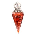 Silver Crown Resin Crystal Pentacle Orgone Pendulum Pendant Dowsing Charm for Wicca & Spiritual Jewelry