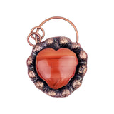 Retro Copper Natural Stone Heart Pendant for Making Jewelry