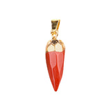 Faceted Chili Gemstone Pendant for Making Jewelry SP1871G  Gold Hand-Carved Protection Amulet Charms