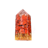 Hexagonal Crystal Obelisk - Natural Crushed Stone & Resin Pillar - Exquisite Desktop Ornament for Positive Energy & Home Harmony