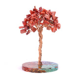 Handmade Woven Chip Gemstone Life of Tree  Ornament with Resin Base for  Feng Shui  Wealth & Good Luck Home & Office Decor #SP1891