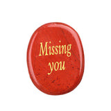 Worry Healing Palm Stones for Meditation Prayer Home Decor ( Missing You)  35x45MM #SP1904G-W02