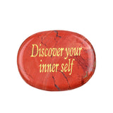 Worry Healing Palm Stones for Meditation Prayer Home Decor with (Discover your inner self )-35x45MM #SP1904G-W03