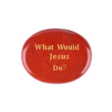Worry Healing Palm Stones for Meditation Prayer Home Decor with (WhatWould Jesus Do? )35x45MM #SP1904G-W14