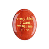 35x45MM Worry Healing Palm Stones for Meditation & Prayer with Everything Word " Everything I want wants me more " SP1904G-W15
