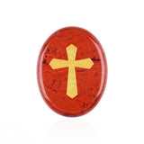 35x45MM Worry Healing Palm Stones for Meditation & Prayer with Gold Cross Design SP1904G-W17