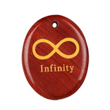 35x45mm Oval Natural Gemstone Pendant, Engraved "Infinity Symbol (∞) ", Polished Crystal Disc Charm for Spiritual Jewelry, Necklace Making