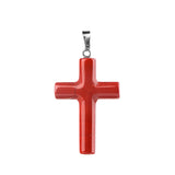 Natural Gemstone Cross Pendant for Jewelry Making DIY Necklace 27X40mm