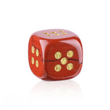 15mm Handmade Carved Gemstone Dice – Natural Stone Crystal Game Dice with Gold Pips – Premium Rounded Edge D6 for Board Games, Tarot, RPG & Decorative Use