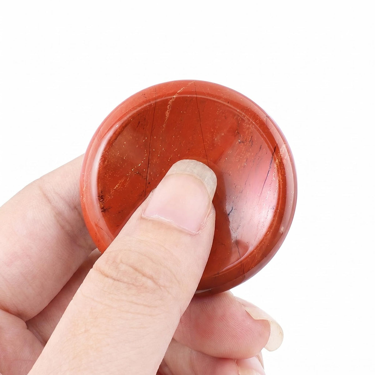 40mm Red Jasper Meditation Disc Worry Stone for Stress & Anxiety Relief