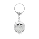 Silver Owl Gemstone Pendant  Bird Animal Keychain KC1758S