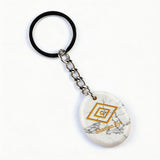 Oval Gemstone Disc Keychain– Carved with Custom Words & Symbol -The Shaman's Eye