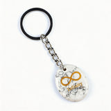 Oval Gemstone Disc Keychain– Carved with Custom Words & Symbol -Infinity Symbol