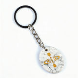 Oval Gemstone Disc Keychain– Carved with Custom Words & Symbol -Mindfulness Meditation