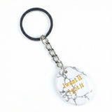 Oval Gemstone Disc Keychain– Carved with Custom Words & Symbol -I want it I got it