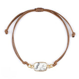 Natural Stone Adjustable Bracelet for Women Men Handmade Woven Bohemian Style Crystal Bangle #SB3126