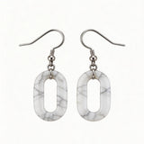 Hand Made Craved Hollow O-Shape Gemstone Pendant 25×40mm Drop Earring for Women girl