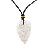 Long Heart Gemstone Pendant Necklace for Women Men Adjustable Colorful Rope