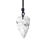 Long Heart Gemstone Pendant Necklace for Women Men Adjustable Black Rope