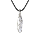 Handmade Wire Wrapped Hexagonal Point Gemstone Pendant Necklace #SN1753-45CM Cord