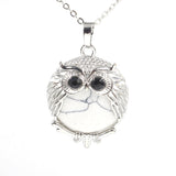 Silver Owl Gemstone Necklace SN1758S Bird Animal Pendant with 45CM 0 Chain