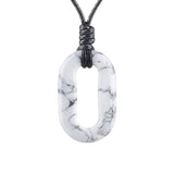 Hand-Polished Hollow O-Shape Gemstone Pendant, 25×40mm Adjustable Rope Necklace, Unique Natural Crystal Daily Wear Jewelry