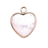 15mm Heart Gemstone Pendant Charms for Diy Making Jewelry Wrapped Gold / Silver