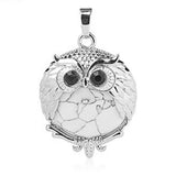 Silver Owl Gemstone Pendant For Making Jewelry #SP1758-28x36MM Size: Aprox 28x38MM -25MM Cabs