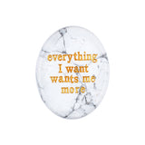 35x45MM Worry Healing Palm Stones for Meditation & Prayer with Everything Word " Everything I want wants me more " SP1904G-W15