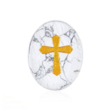 35x45MM Worry Healing Palm Stones for Meditation & Prayer with Gold Cross Design SP1904G-W17