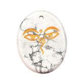 35x45mm Oval Natural Gemstone Pendant, Engraved Buddha's Contemplative Eye, Polished Crystal Disc Charm for Spiritual Jewelry, Necklace Making