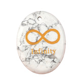 35x45mm Oval Natural Gemstone Pendant, Engraved "Infinity Symbol (∞) ", Polished Crystal Disc Charm for Spiritual Jewelry, Necklace Making