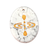 35x45mm Oval Natural Gemstone Pendant, Engraved "Mindfulness Meditation ", Polished Crystal Disc Charm for Spiritual Jewelry, Necklace Making