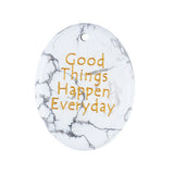 35x45mm Oval Gemstone Pendant "Good Things Happen Everyday" – Natural Stone Charm for Jewelry Making