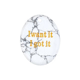 Oval Gemstone Pendants, Engraved "I Want It I Got It" Inspirational Quote, Natural Stone Charm Pendants for DIY Jewelry Making, Necklace Bracelet Crafts, 35x45mm