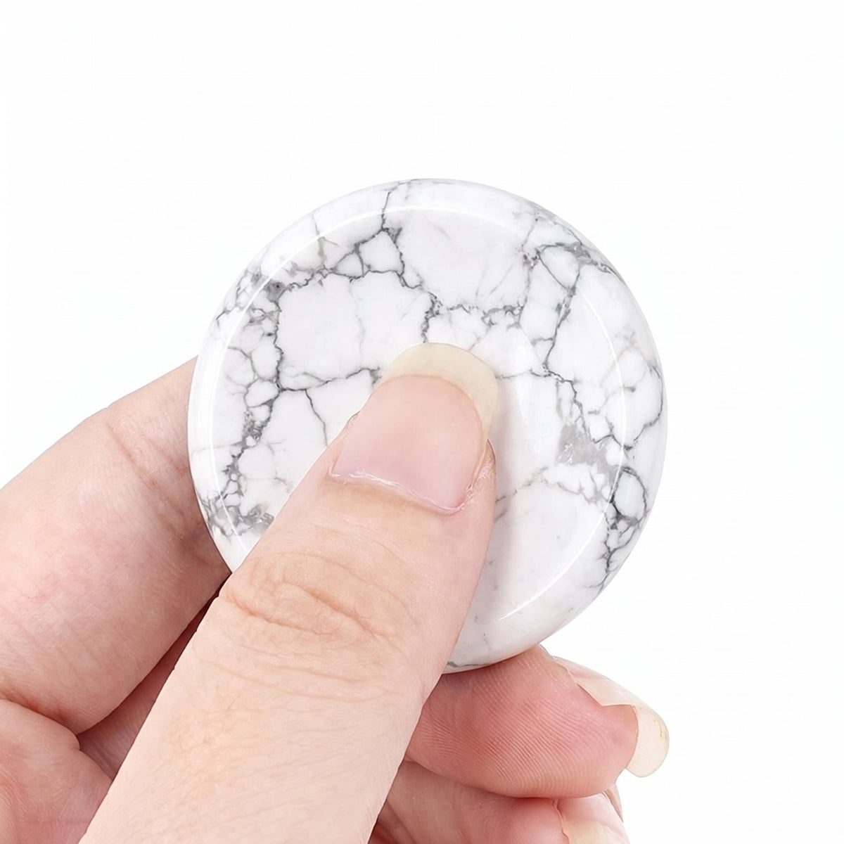 40mm Howlite Meditation Disc Worry Stone for Stress & Anxiety Relief