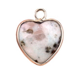 15mm Heart Gemstone Pendant Charms for Diy Making Jewelry Wrapped Gold / Silver