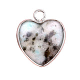 Natural Heart Gemstone Dangle Earrings - 15mm Polished Crystal Healing Pendant Charms, Dainty Gold Drop Earrings for Women & Girls