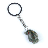 1.0 Inch Hand-Carved Gemstone Penguin Pendant Keychain#KC2313S-A1